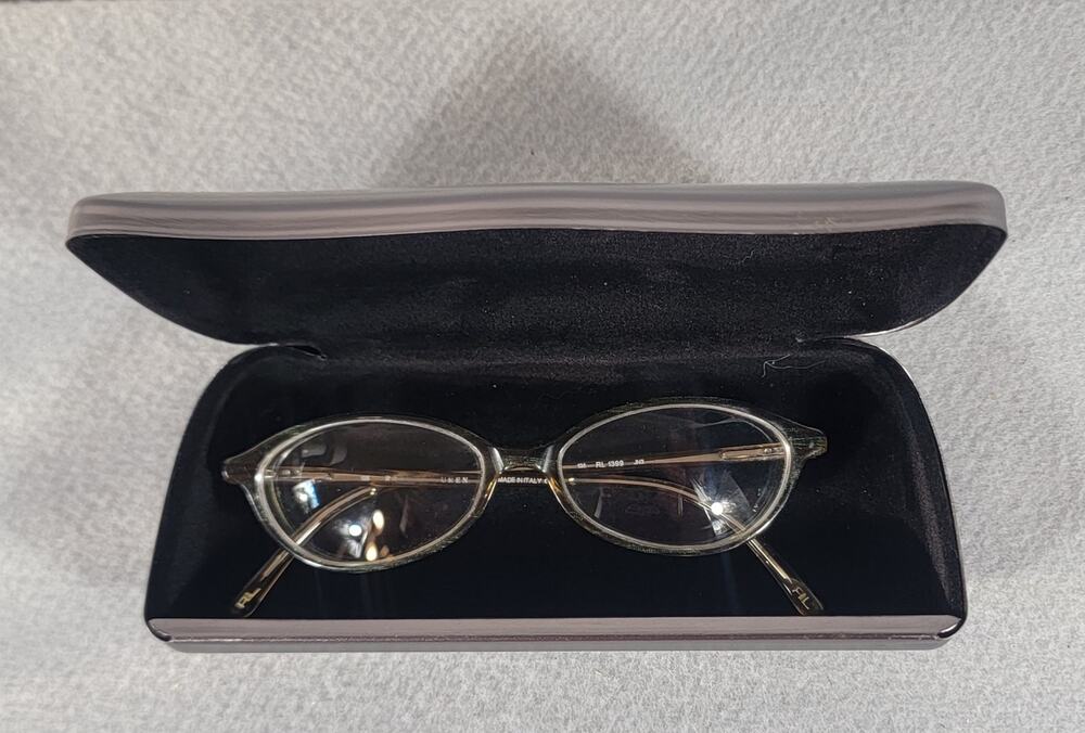 Krewe Oval Eyeglasses Clear Brown Frame RL 1399 Italy Hard Case
